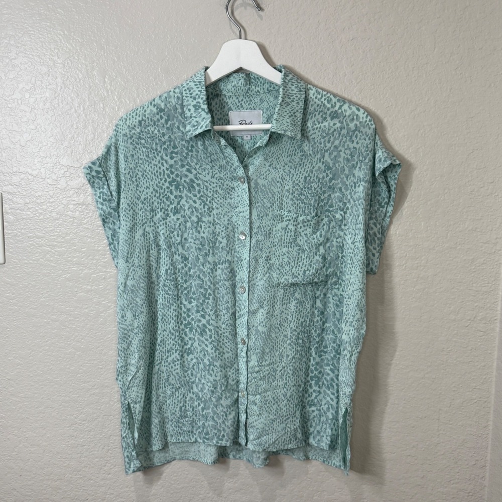 Rails Whitney Mint Boa Snake Print Ecovero Button Down Shirt‎ Small Resort Beach